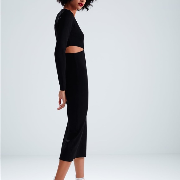 Zara Dresses Zara Black Long Knit Dress With Cut Outs Poshmark